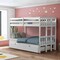 Dark Brown White Wood 4-in-1 Convertible Bunk Bed with Trundle and Ladder